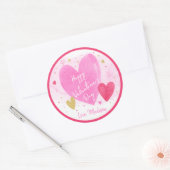 Roze Gold Hearts Happy Valentijnsdag Ronde Sticker (Envelop)