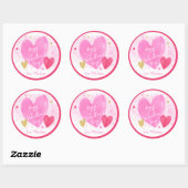 Roze Gold Hearts Happy Valentijnsdag Ronde Sticker (Vel)