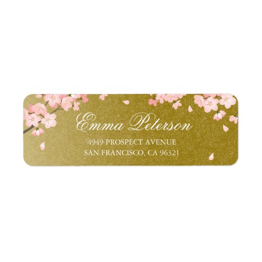 Roze Gold Japanse Cherry Blossom - Aangepaste Sjab Etiket (Voorkant)