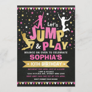 Roze Gold Jump Verjaardag Trampoline Bounce House Kaart