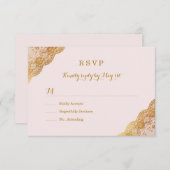 Roze Gold Lace RSVP (Voorkant / Achterkant)