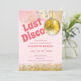 Roze Gold Last Disco Retro Glam Bachelorette Kaart