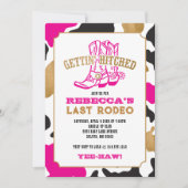 Roze Gold Last Rodeo Bachelorette Party Invitation Kaart (Voorkant)