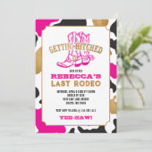 Roze Gold Last Rodeo Bachelorette Party Invitation Kaart (Staand voorkant)