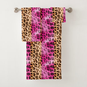 Roze Gold-leopard-printer Bad Handdoek