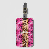 Roze Gold-leopard-printer Bagagelabel (Voorkant (verticaal))