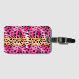 Roze Gold-leopard-printer Bagagelabel