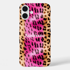 Roze Gold-leopard-printer iPhone 16 Plus Hoesje