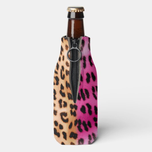 Roze Gold-leopard-printer Flesjeskoeler (Fles Achterkant)
