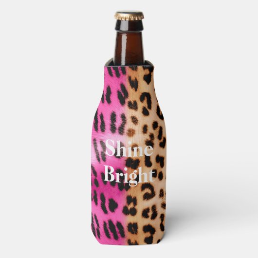 Roze Gold-leopard-printer Flesjeskoeler (Fles Voorkant)