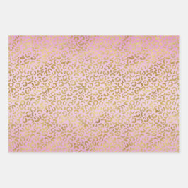 Roze Gold-leopard-printer Inpakpapier Vel