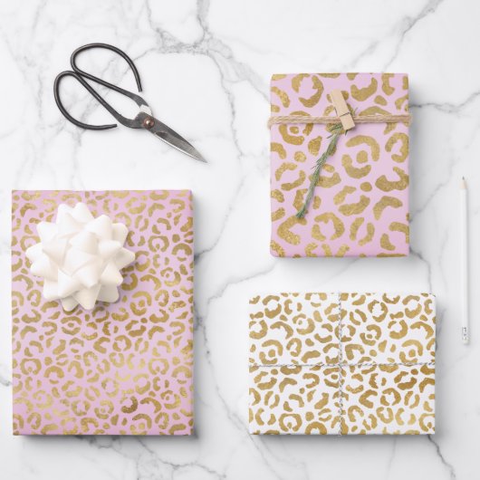 Roze Gold-leopard-printer        Inpakpapier Vel (Voorkant)