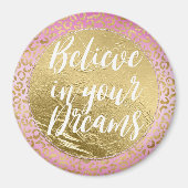 Roze Gold-leopard-printer Magneet (Voorkant)