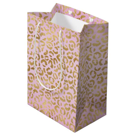 Roze Gold-leopard-printer          Medium Cadeauzakje (Achterkant Gekanteld)