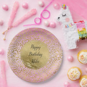 Roze Gold-leopard-printer Papieren Bordje (Feest)