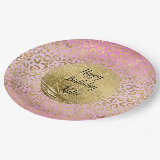  Roze Gold-leopard-printer   Papieren Bordje (Gekanteld)