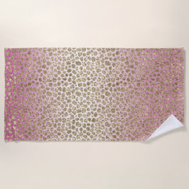 Roze Gold-leopard-printer Strandlaken