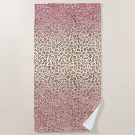 Roze Gold-leopard-printer Strandlaken (Voorkant)