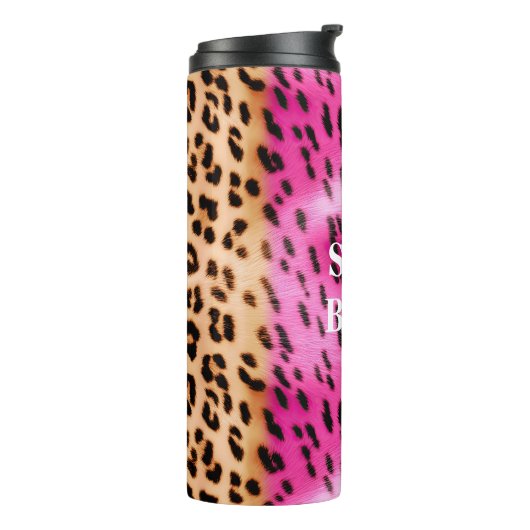 Roze Gold-leopard-printer Thermosbeker (Gedraaid links)