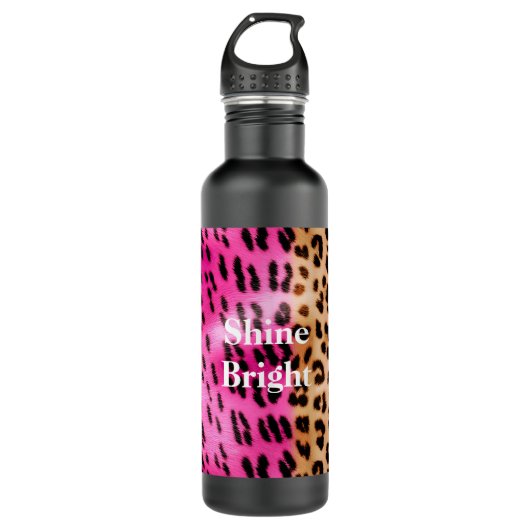 Roze Gold-leopard-printer Waterfles (Voorkant)