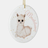 Roze Gold Llama Cute Photo Keramisch Ornament (Rechts)