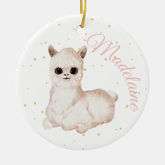 Roze Gold Llama Cute Photo Keramisch Ornament (Voorkant)
