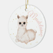 Roze Gold Llama Cute Photo Keramisch Ornament (Links)