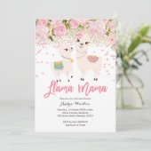 Roze Gold Llama Mama Baby shower Uitnodiging (Staand voorkant)