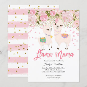 Roze Gold Llama Mama Baby shower Uitnodiging