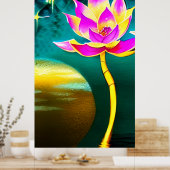 Roze Gold Lotus Flower met Full Moon Reflection Poster (Keuken)
