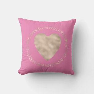 Roze Gold Love Peace Kindness Heart inspirerend Kussen