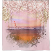 *~* Roze GOLD MAGENTA-schijven achter GLITTER AP7 Douchegordijn (Voorkant)