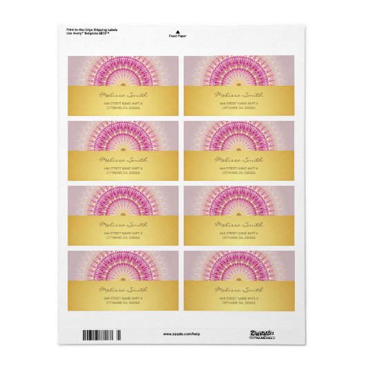 Roze Gold Mandala Etiket (Full Sheet)