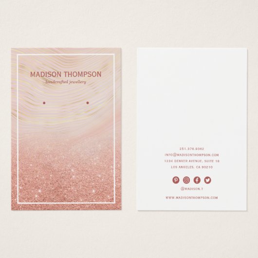 Roze & Gold Marble Earring-beeldscherm Visitekaartje (Voorkant /achterkant)