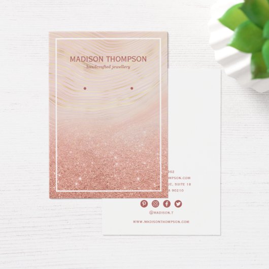Roze & Gold Marble Earring-beeldscherm Visitekaartje (Bureau)
