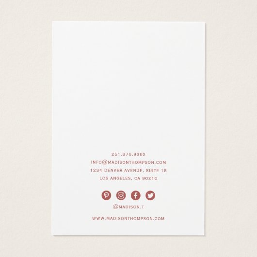 Roze & Gold Marble Earring-beeldscherm Visitekaartje (Achterkant)