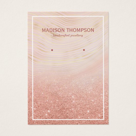 Roze & Gold Marble Earring-beeldscherm Visitekaartje (Voorkant)
