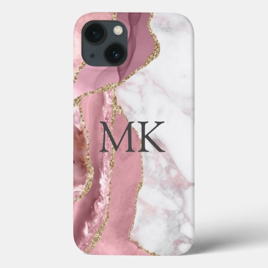 Roze Gold Marble Effect Chic Case-Mate iPhone Case (Achterkant)