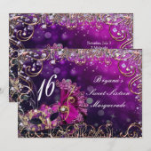 Roze & Gold Masquerade Costume Mask Birthday Party Kaart (Voorkant / Achterkant)