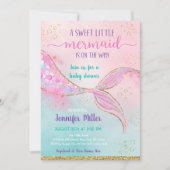 Roze Gold Mermaid Baby shower Kaart (Voorkant)