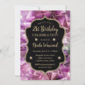 Roze & Gold Midnight Crystal Galaxy 21st Birthday Kaart (Voorkant)