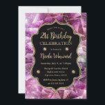 Roze & Gold Midnight Crystal Galaxy 21st Birthday Kaart<br><div class="desc">Elegant roze en Gold Midnight Crystal Galaxy Geometric Pattern design met  lijst en diamanten</div>