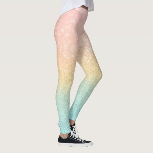 Roze Gold Mint Glitter Ombre Luxe Design Leggings (Rechts)
