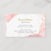 Roze Gold Modern Art Liquid Waterverf Business Ca Visitekaartje (Achterkant)