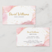 Roze Gold Modern Art Liquid Waterverf Business Ca Visitekaartje (Voorkant / Achterkant)