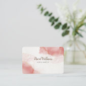 Roze Gold Modern Art Liquid Waterverf Business Ca Visitekaartje (Staand voorkant)