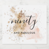 Roze Gold Modern Chic 90th Birthday Calligrafie Likeurfles Etiket (Enkel label)