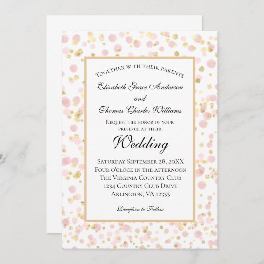 Roze Gold Modern Chic Wedding Kaart (Voorkant / Achterkant)