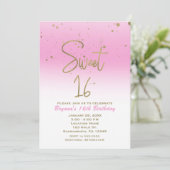 Roze & Gold Modern Glam SWEET 16-jarig feest Kaart (Staand voorkant)