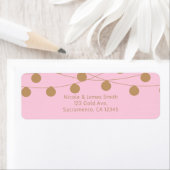 Roze & Gold Modern String Lights Chic-uitnodiging Etiket (Insitu)